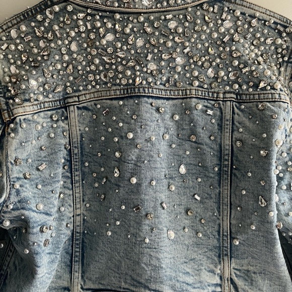 Alice + Olivia Blue Embellished Jean Jacket - Picture 15 of 16